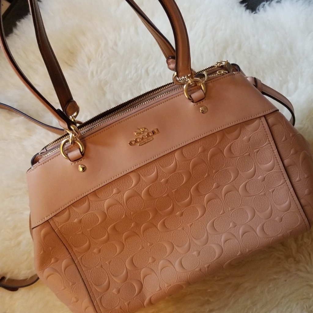 Dusty Rose Coach Purse With Gold Accents